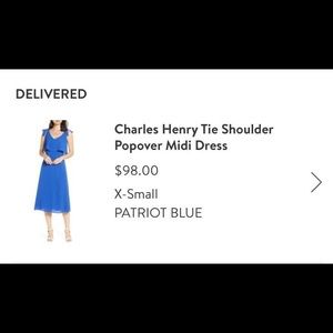 Charles Henry Tie Shoulder Popover Midi Dress